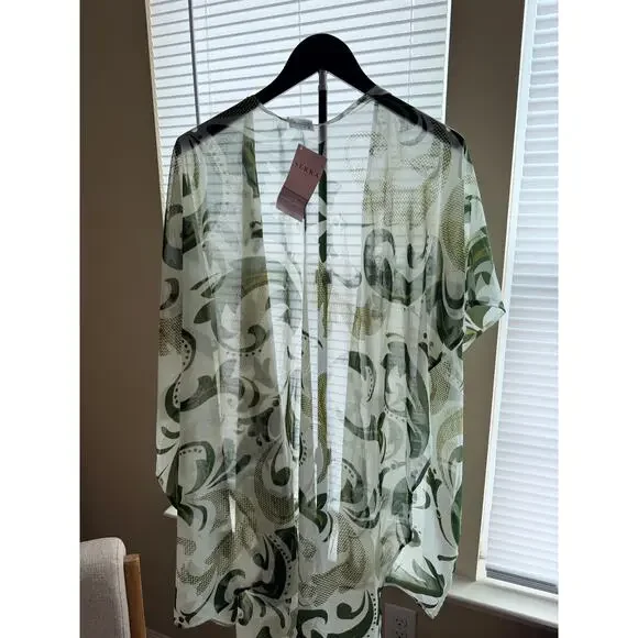 3 for $9 Sierra Green White Cover Up Scarf Top One size fits all NWT - Picture 2 of 5